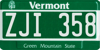 VT license plate ZJI358