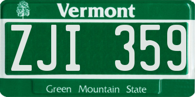 VT license plate ZJI359