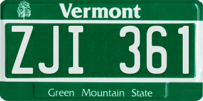 VT license plate ZJI361
