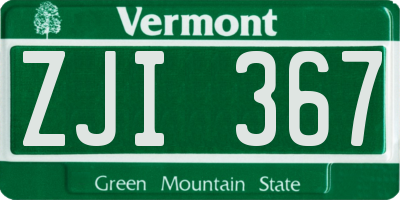 VT license plate ZJI367