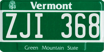 VT license plate ZJI368