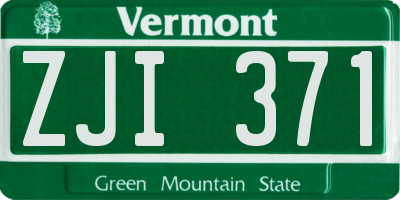 VT license plate ZJI371