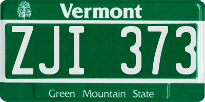 VT license plate ZJI373