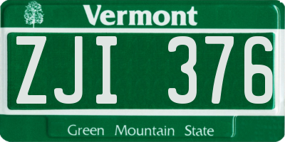 VT license plate ZJI376