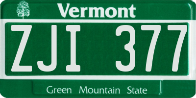 VT license plate ZJI377