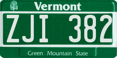 VT license plate ZJI382
