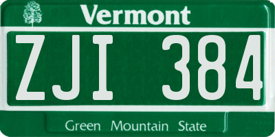 VT license plate ZJI384