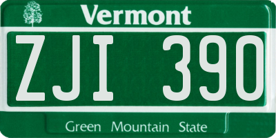 VT license plate ZJI390
