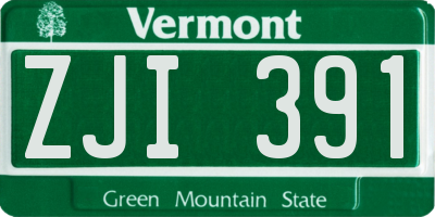VT license plate ZJI391