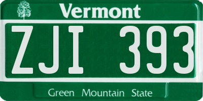 VT license plate ZJI393