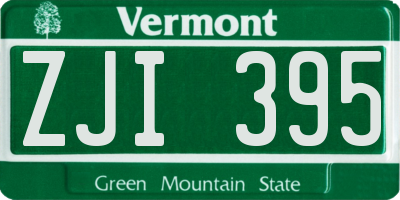 VT license plate ZJI395