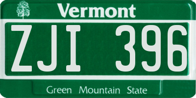 VT license plate ZJI396