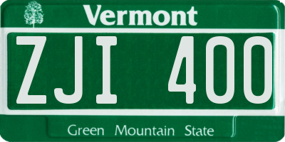VT license plate ZJI400
