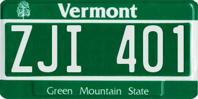 VT license plate ZJI401