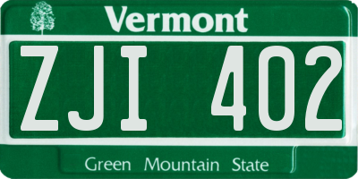 VT license plate ZJI402