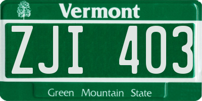 VT license plate ZJI403