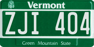 VT license plate ZJI404