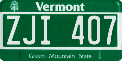 VT license plate ZJI407