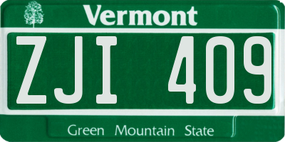 VT license plate ZJI409