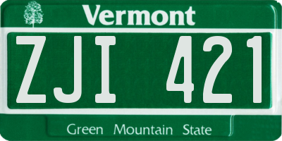 VT license plate ZJI421