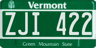 VT license plate ZJI422