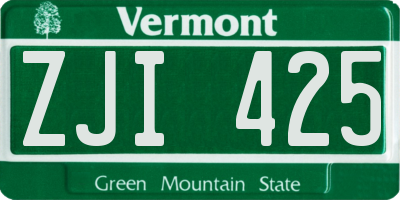 VT license plate ZJI425