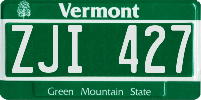 VT license plate ZJI427