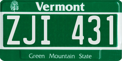 VT license plate ZJI431