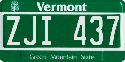VT license plate ZJI437