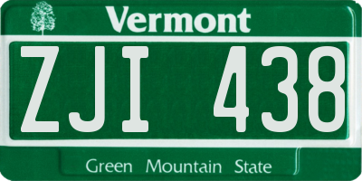VT license plate ZJI438
