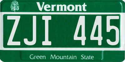 VT license plate ZJI445