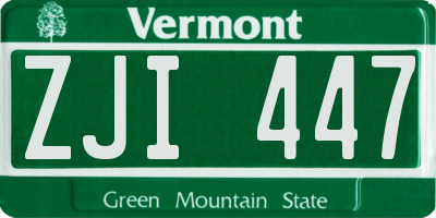 VT license plate ZJI447