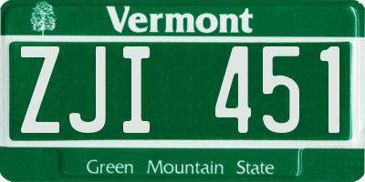 VT license plate ZJI451