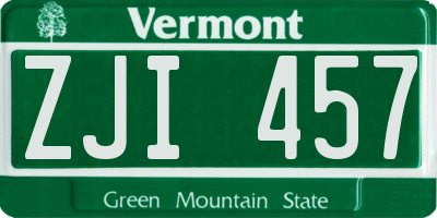 VT license plate ZJI457