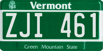 VT license plate ZJI461