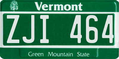 VT license plate ZJI464