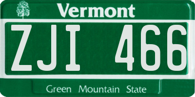 VT license plate ZJI466