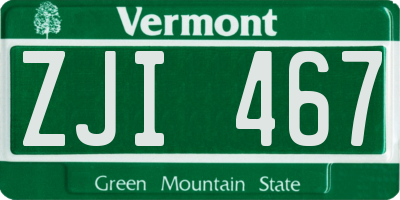 VT license plate ZJI467