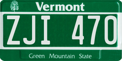 VT license plate ZJI470