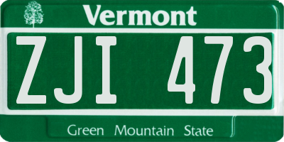VT license plate ZJI473