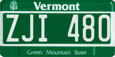 VT license plate ZJI480