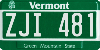 VT license plate ZJI481