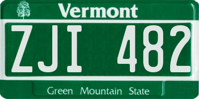 VT license plate ZJI482