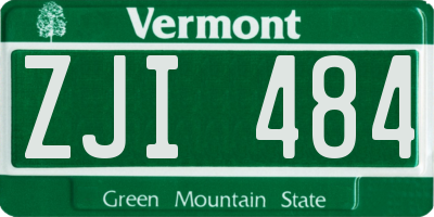 VT license plate ZJI484