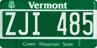 VT license plate ZJI485
