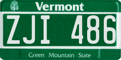VT license plate ZJI486