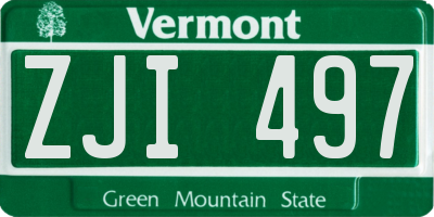 VT license plate ZJI497