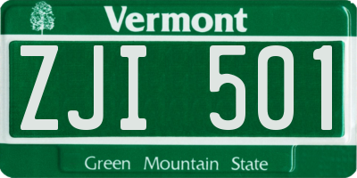 VT license plate ZJI501