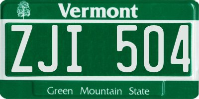 VT license plate ZJI504