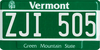 VT license plate ZJI505